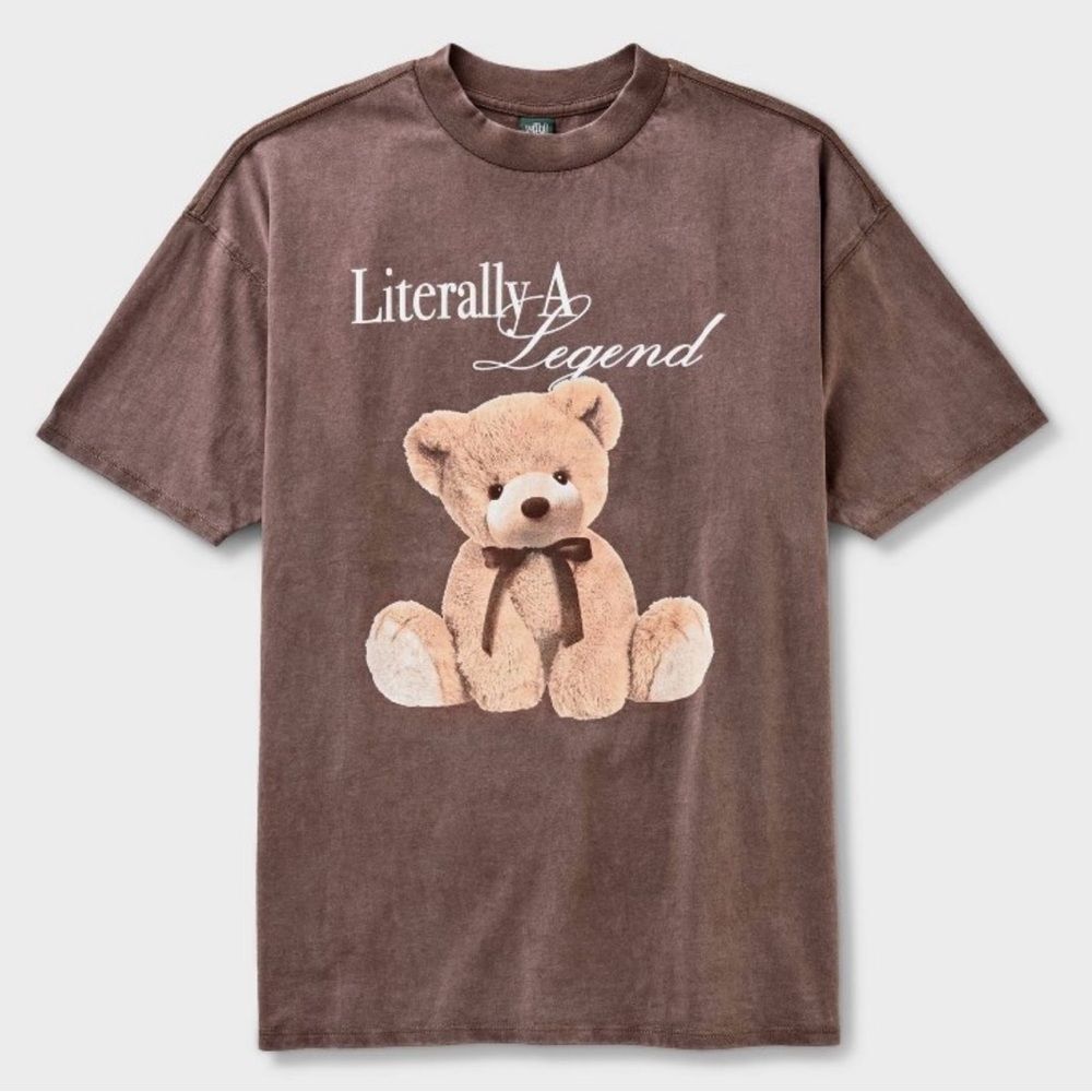 Wild Fable Literally A Legend Brown Teddy Bear Oversized Graphic Tee. XS. NEW. - Picture 3 of 10